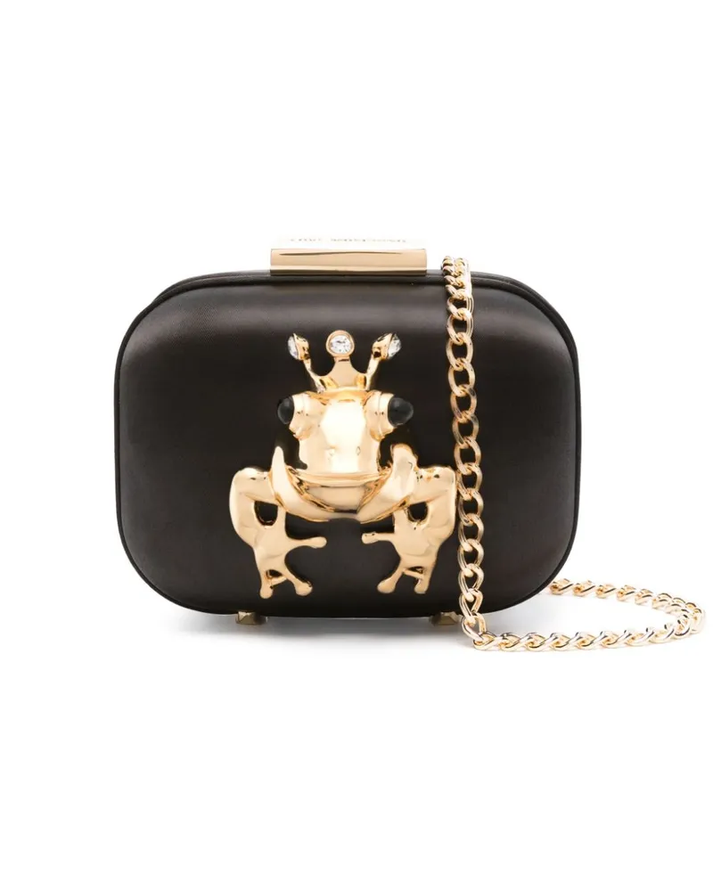 Moschino Clutch mit Frosch-Schild Schwarz