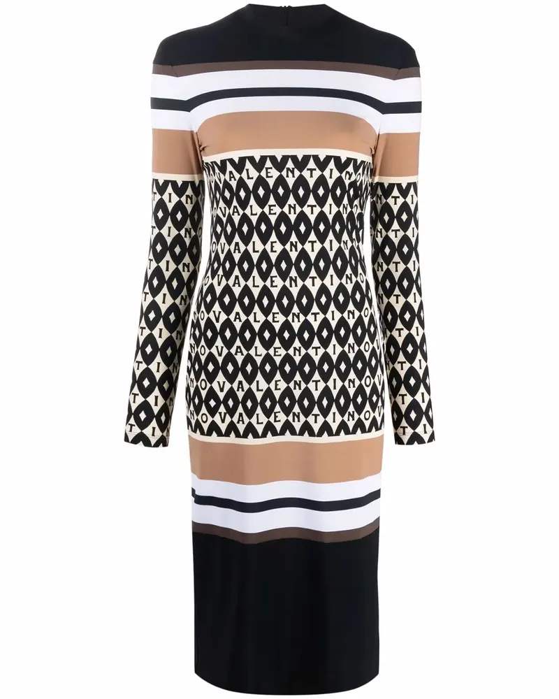 Valentino Garavani Gestreiftes Kleid mit Logo - Schwarz Schwarz