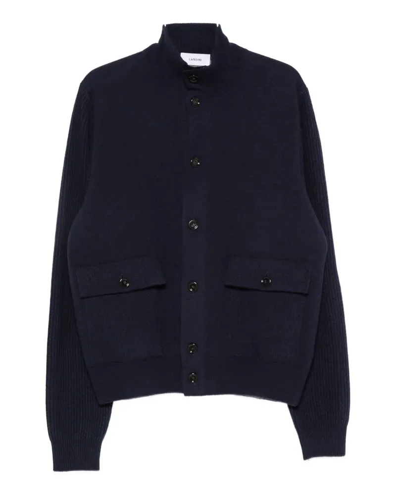 LARDINI ribbed-knit panelled jacket - Blau Blau