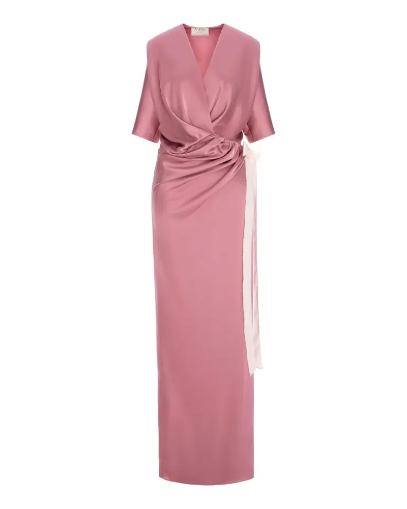 V:PM ATELIER Samantha Maxikleid im Wickelstil - Rosa Rosa
