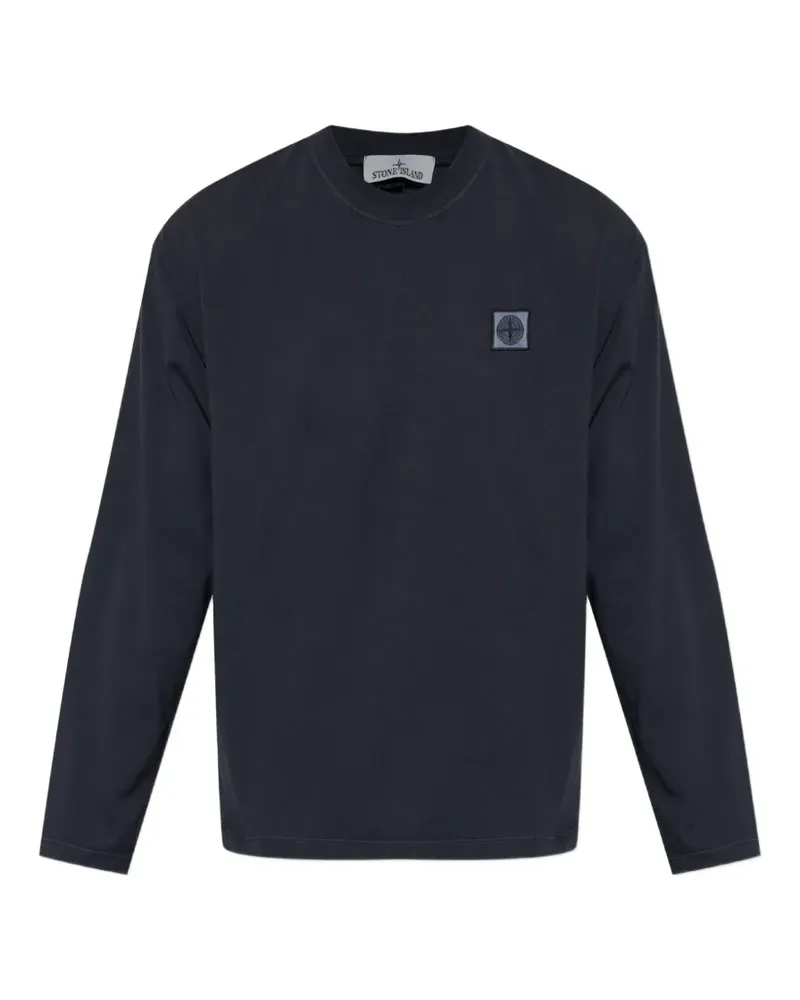 Stone Island logo-patch long-sleeve T-shirt - Blau Blau