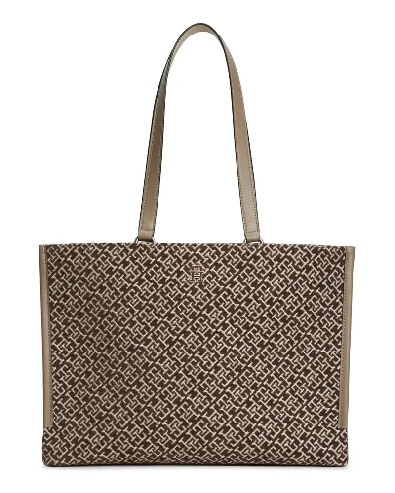 Tommy Hilfiger Shopper mit Monogramm-Print - Braun Braun