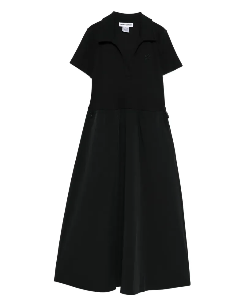 DKNY Besticktes Midikleid mit Polokragen - Schwarz Schwarz