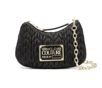 Schultertasche mit Logo-Schild - Schwarz