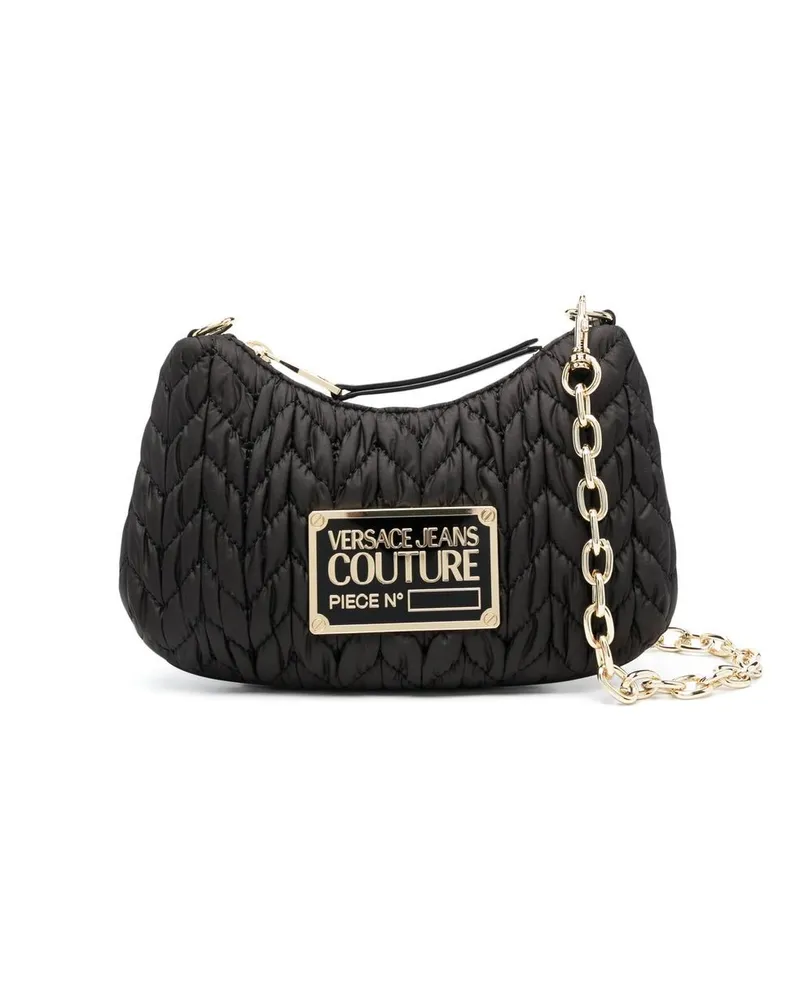 Versace Jeans Schultertasche mit Logo-Schild - Schwarz Schwarz