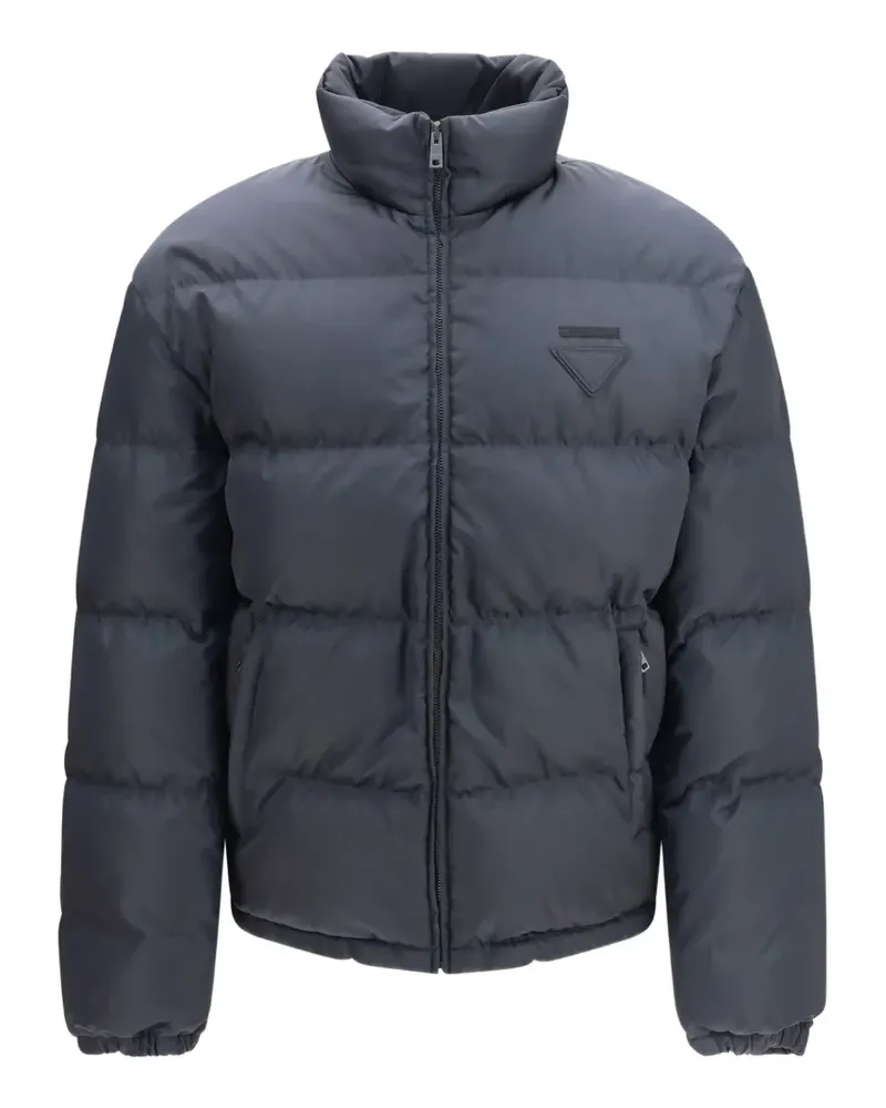 Prada padded logo-patch jacket - Grau Grau