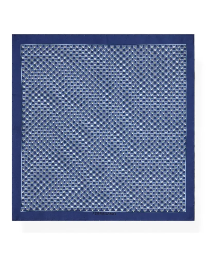 Ferragamo Tournament print silk pocket square - Citymatch Capsule - Blau Blau