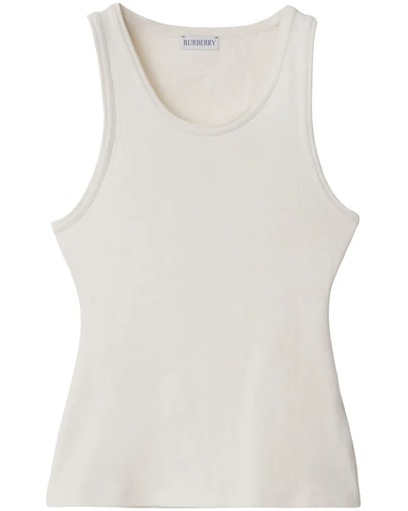 Burberry Geripptes Top mit EKD-Patch - Weiß Weiß