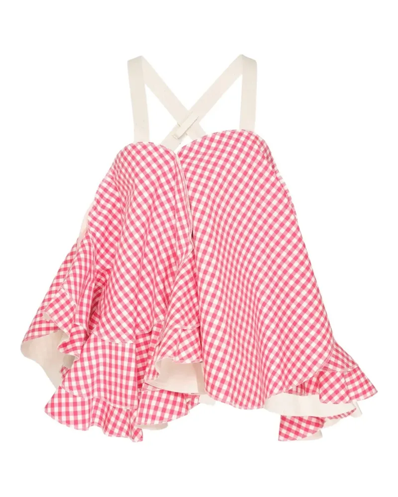 Comme des Garçons gingham-check ruffled top - Rosa Rosa