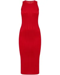 Issey Miyake Plissiertes Midikleid Rot