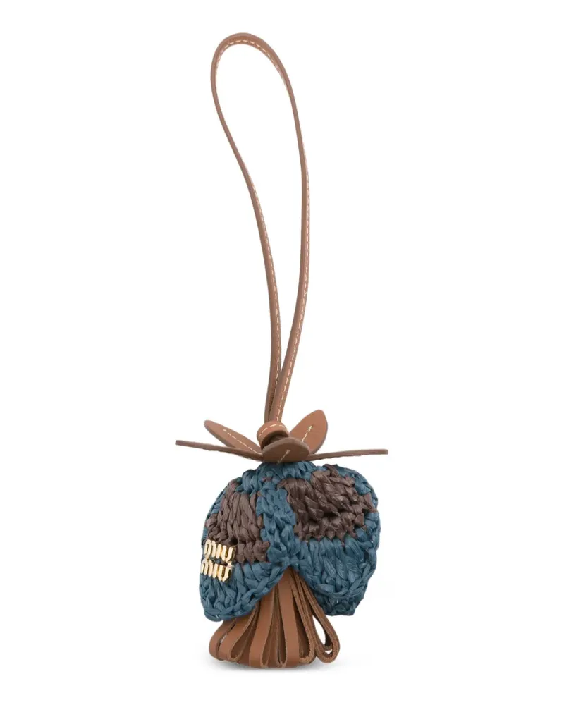 Miu Miu Gehäkelter Taschenanhänger mit Blume - Braun Braun