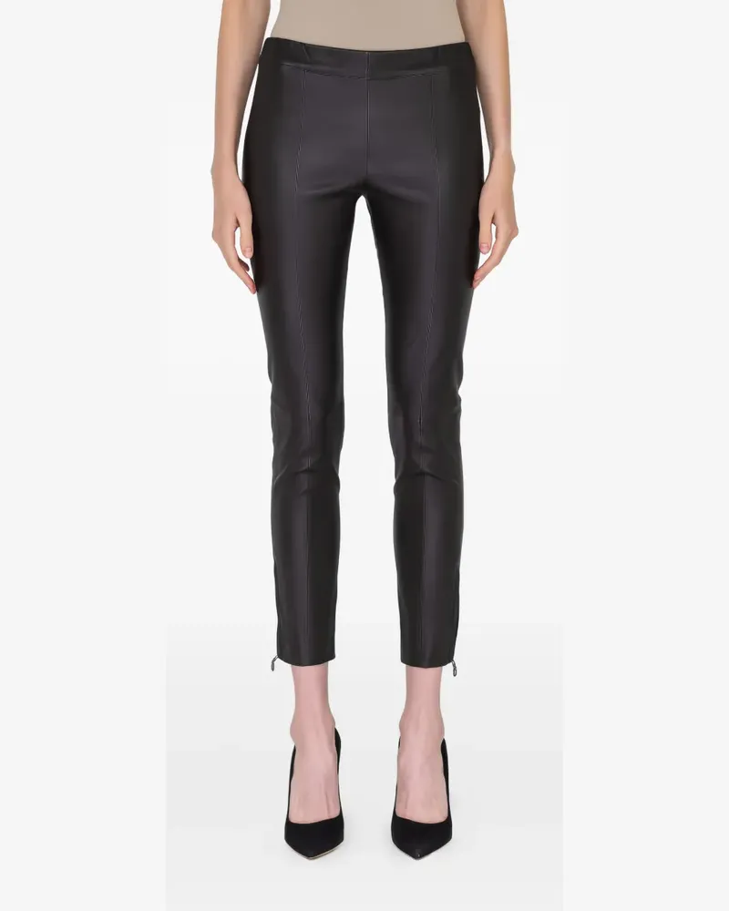 Ferragamo Lederhose mit Reißverschlussdetail - Schwarz Schwarz