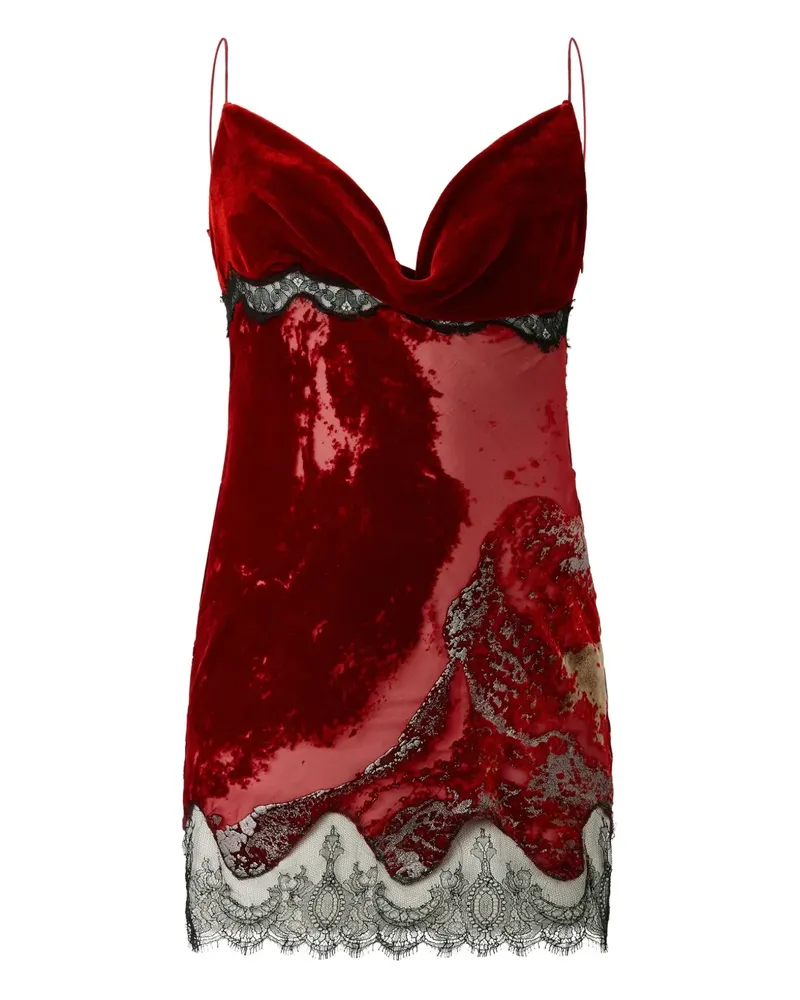 Roberto Cavalli Minikleid aus Spitze mit Marine-Print - Rot Rot