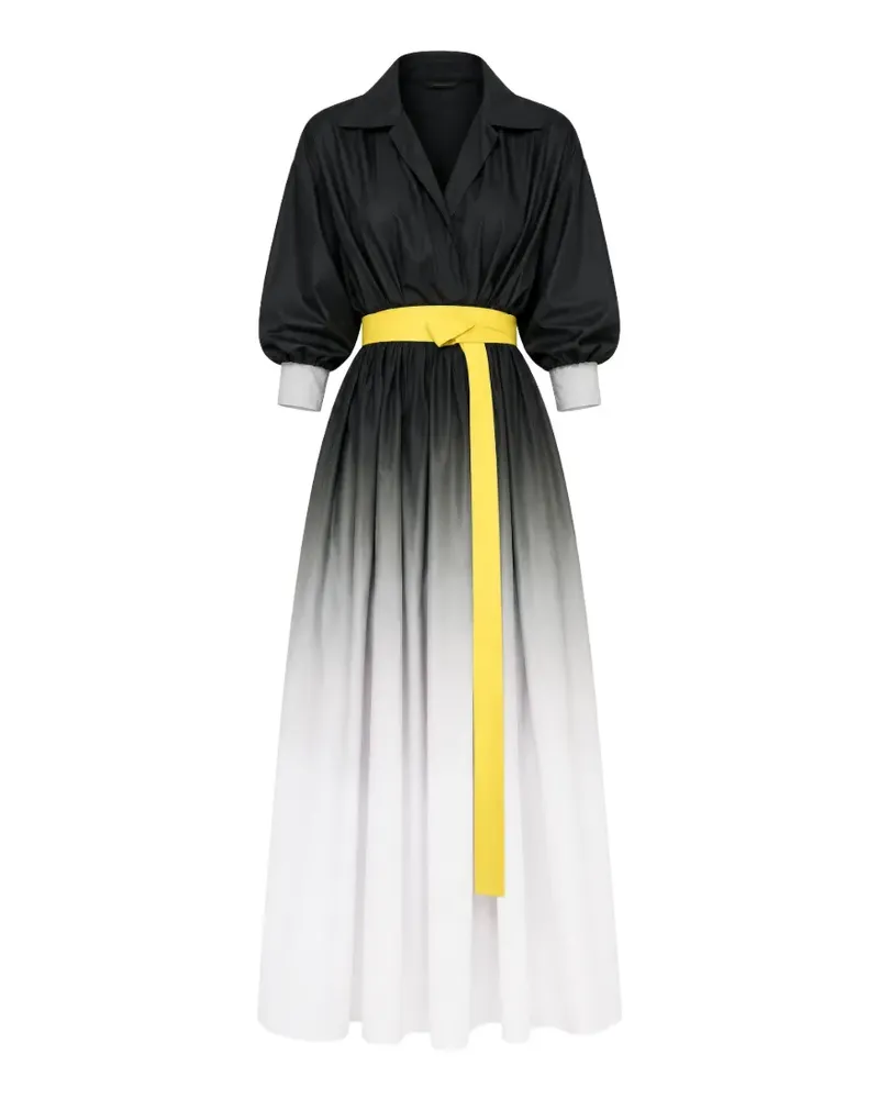 Norma Kamali Midikleid mit Ombré-Effekt und Gürtel - Schwarz Schwarz