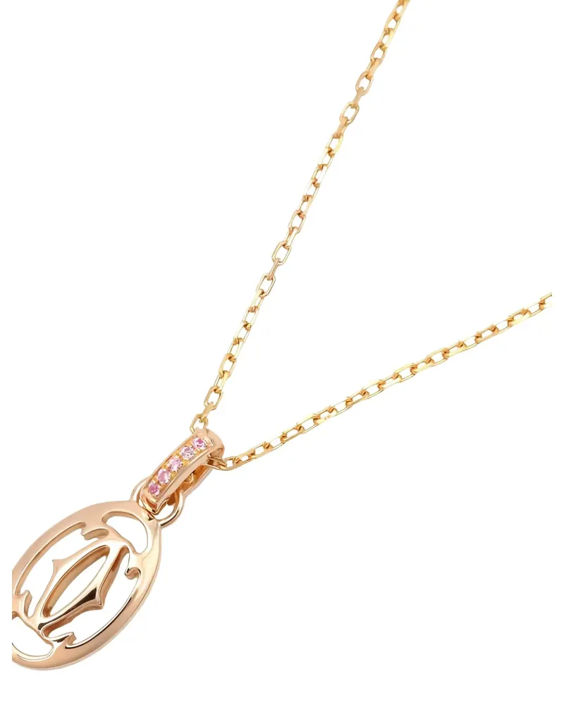 Cartier 18K rose gold logo-pendant pink sapphire necklace - Rosa Rosa