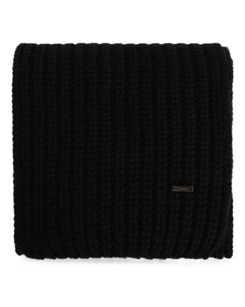 Dsquared2 Gerippter Schal mit Logo-Schild - Schwarz Schwarz