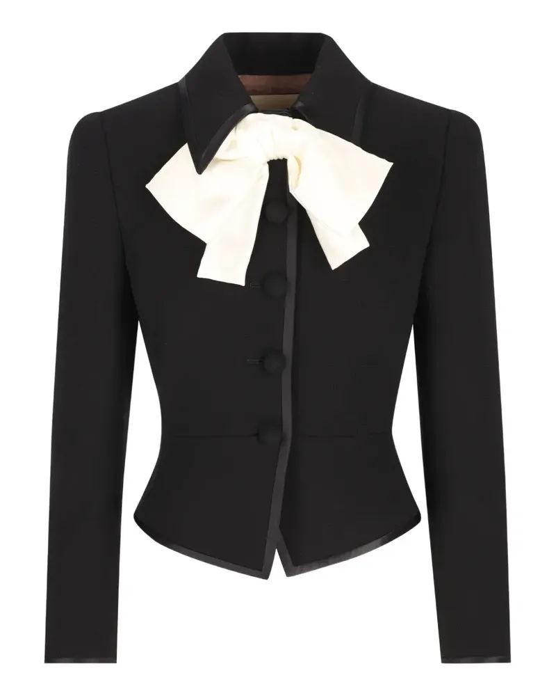 Valentino Garavani bow-embellishment button-fastening wool jacket - Schwarz Schwarz