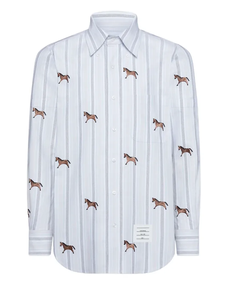 Thom Browne Hemd mit Pferdemuster - Blau Blau