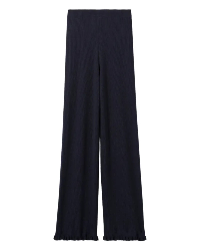 Claudie Pierlot Gerippte Hose mit Rüschensaum - Blau Blau