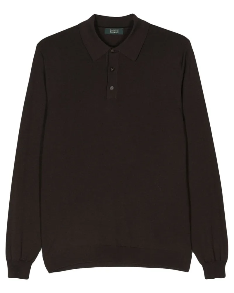 Zanone Fein gestricktes Poloshirt - Braun Braun