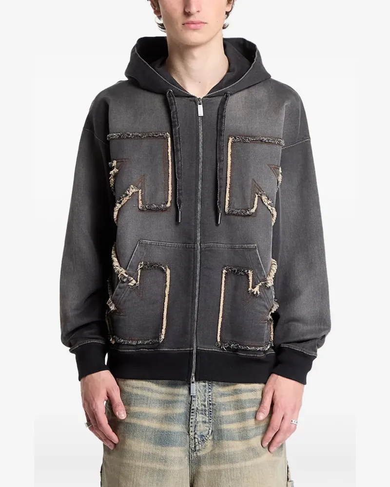 OFF-WHITE Arrow distressed hoodie - Schwarz Schwarz