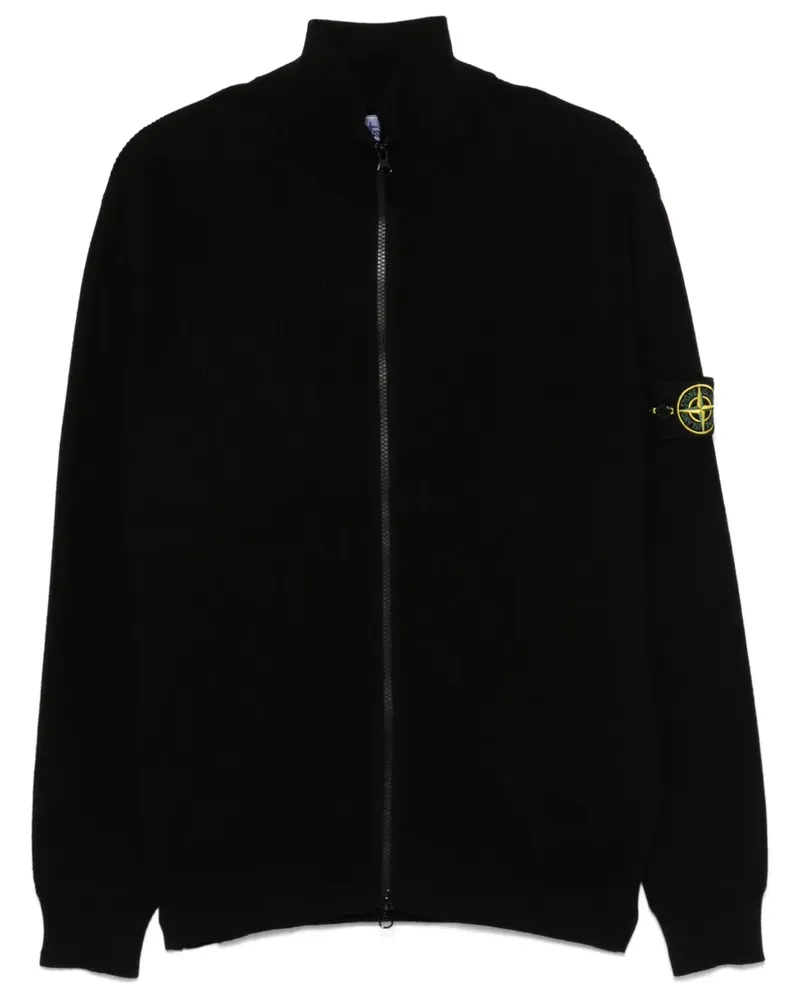 Stone Island Cardigan mit Kompass-Patch - Schwarz Schwarz