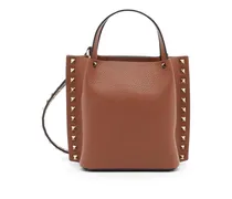 Kleine Rockstud Shopping Bag aus körnigem Kalbsleder - Braun
