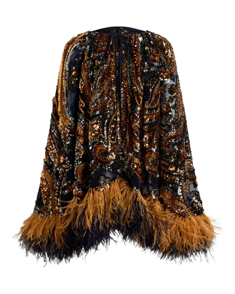 Etro Minikleid mit Pailletten und Federbesatz - Braun Braun