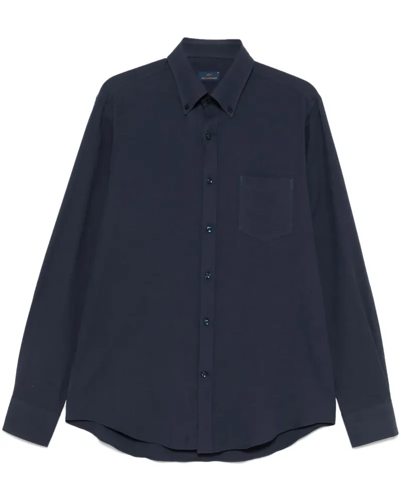 Paul & Shark Hemd in Knitteroptik - Blau Blau