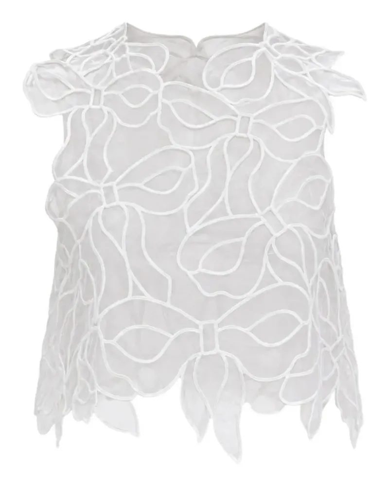 Cecilie Bahnsen CBAya bow-embroidered sheer blouse - Weiß Weiß