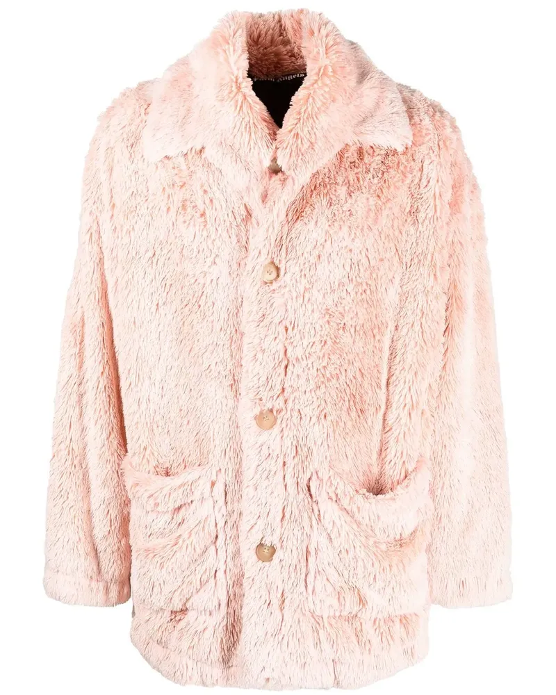 Palm Angels Hemdjacke aus Faux Shearling - Rosa Rosa