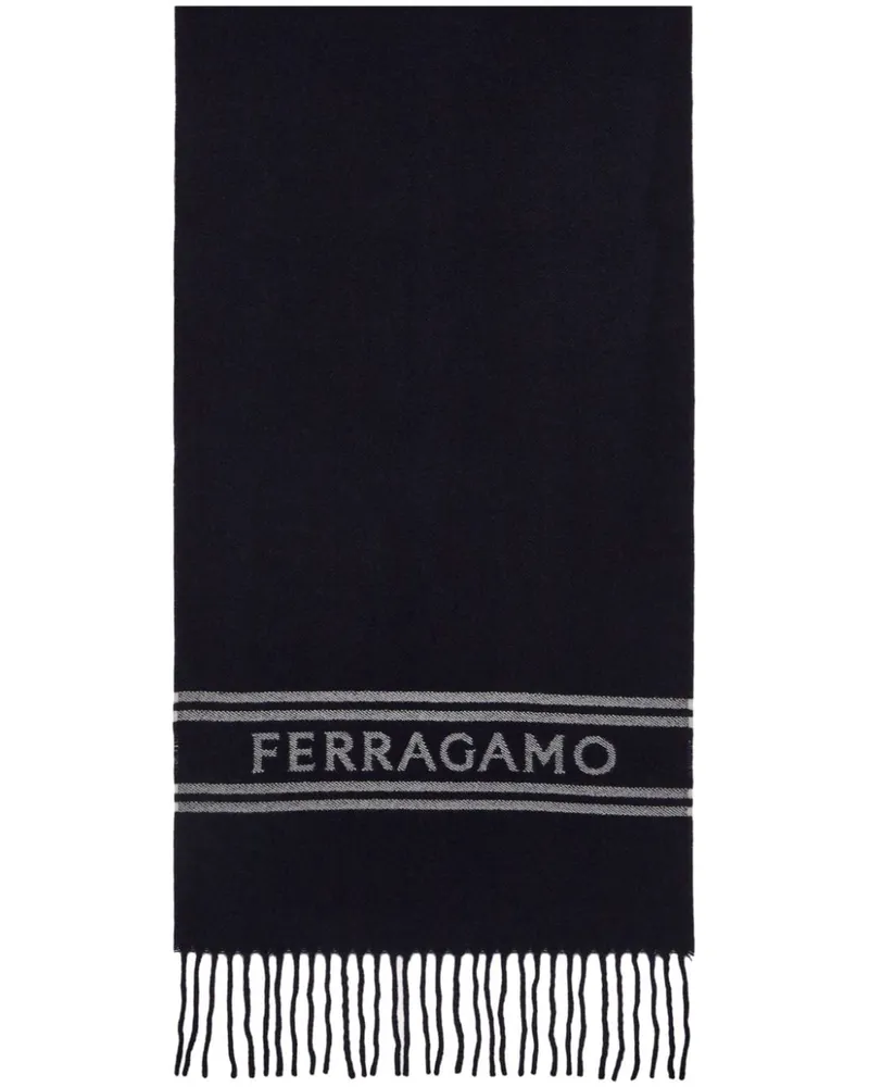 Ferragamo Schal aus Kaschmir mit Logo Blau