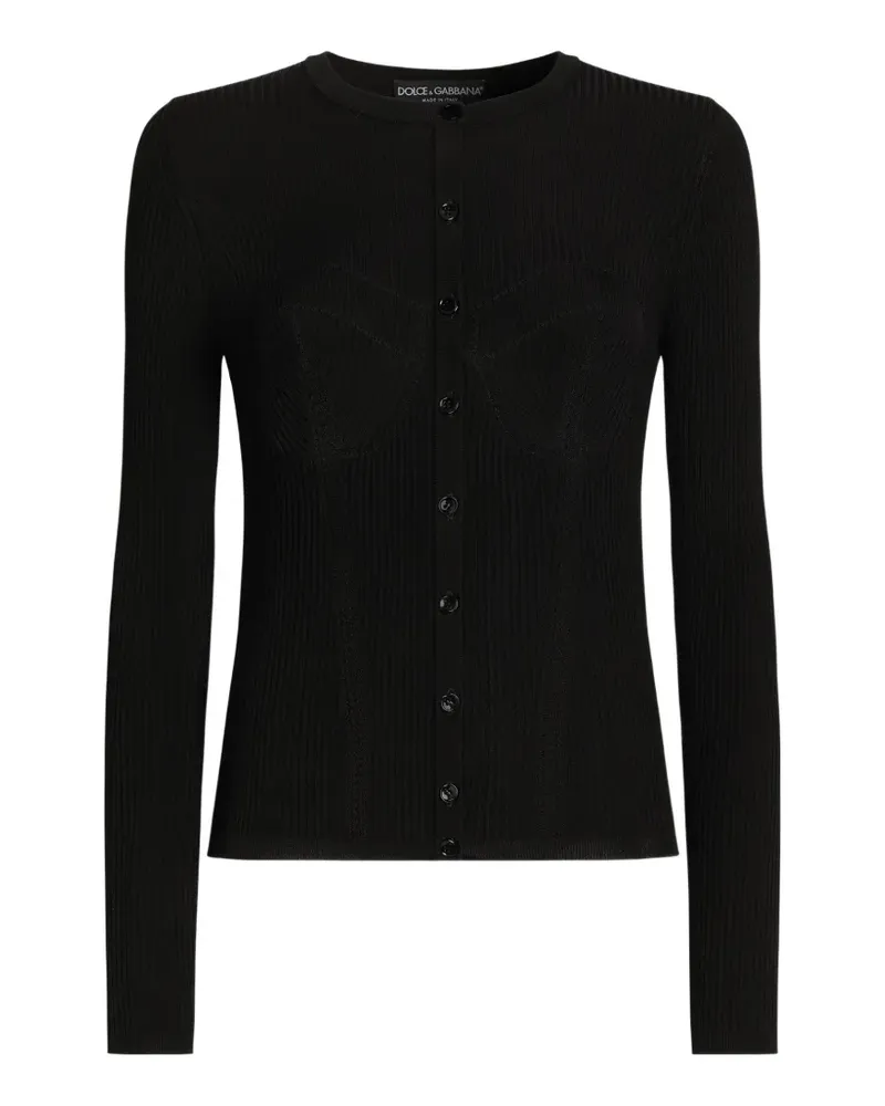 Dolce & Gabbana Gerippte Strickjacke aus Viskose - Schwarz Schwarz