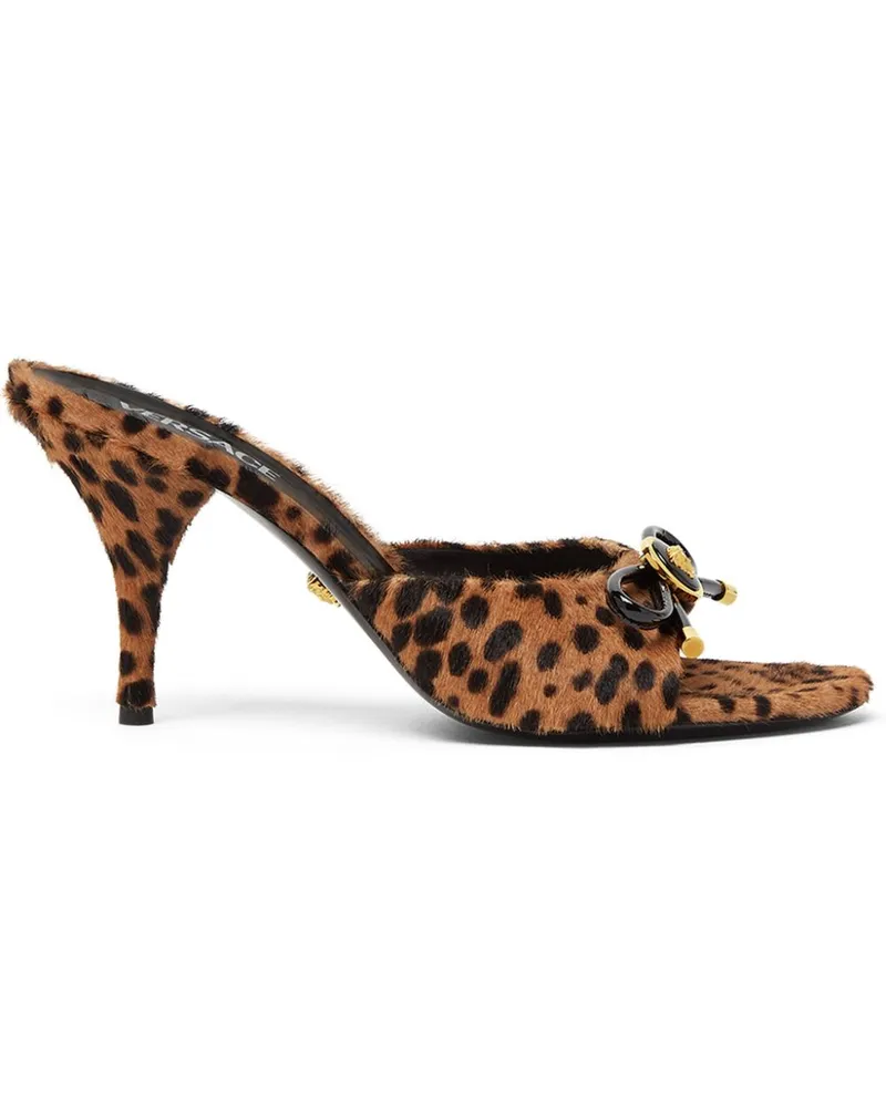 Versace Opera Bow Mules mit Leoparden-Print 85mm - Braun Braun