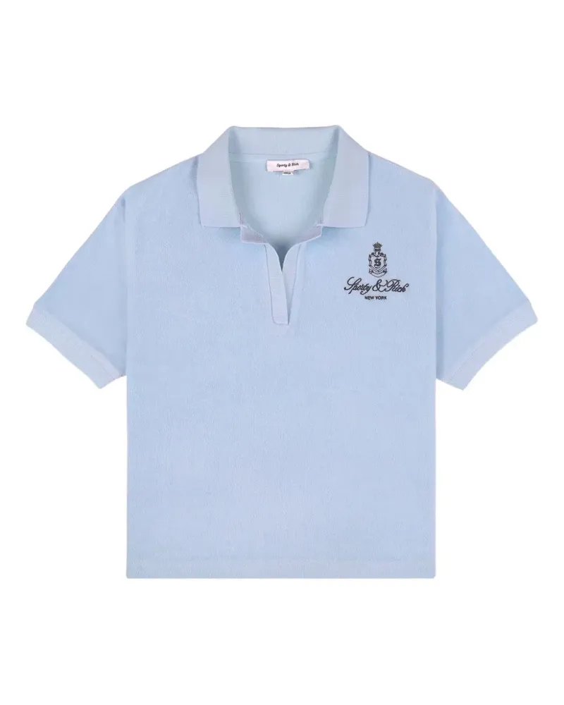 SPORTY & RICH Poloshirt mit Logo-Stickerei - Blau Blau