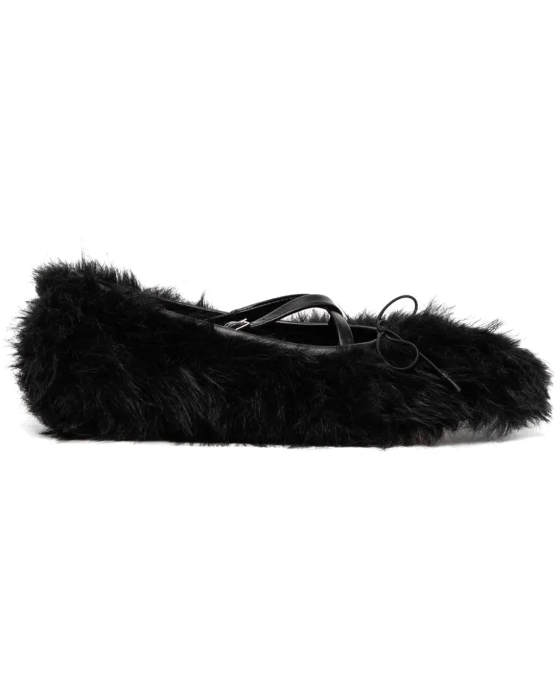 Simone Rocha Ballerinas aus Faux Fur - Schwarz Schwarz