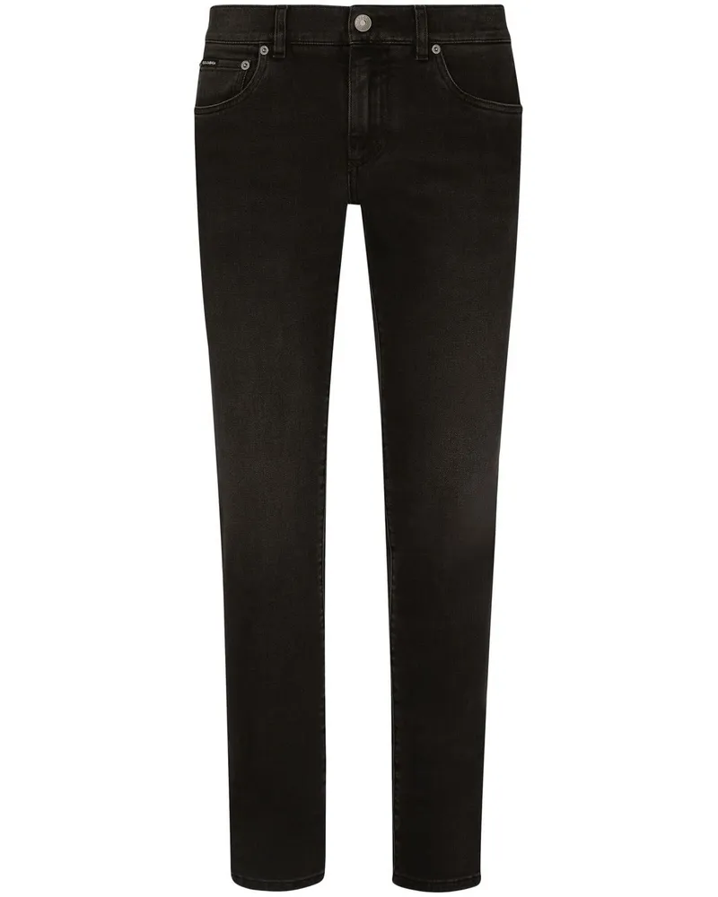 Dolce & Gabbana Skinny-Jeans mit Logo-Applikation - Schwarz Schwarz