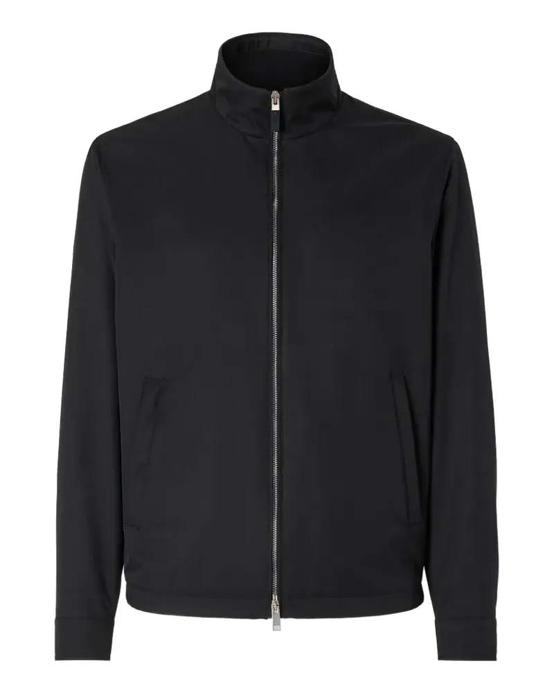 Ermenegildo Zegna Schwarzes Mikrofaser Motorin 100cc Blouson Schwarz