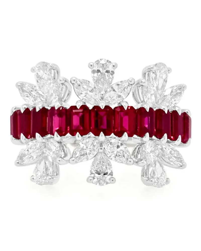 HYT Jewelry floral-design ruby and diamond ring - Silber Silber