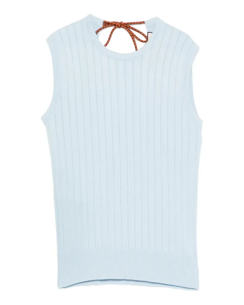 PLAN C Gerippter Coulisse Pullover - Blau Blau