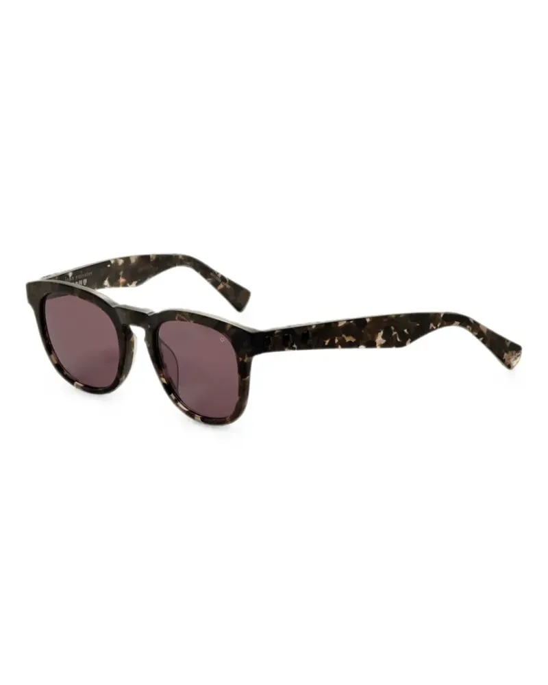 John Varvatos Eckige Sonnenbrille mit Camouflagemuster - Braun Braun