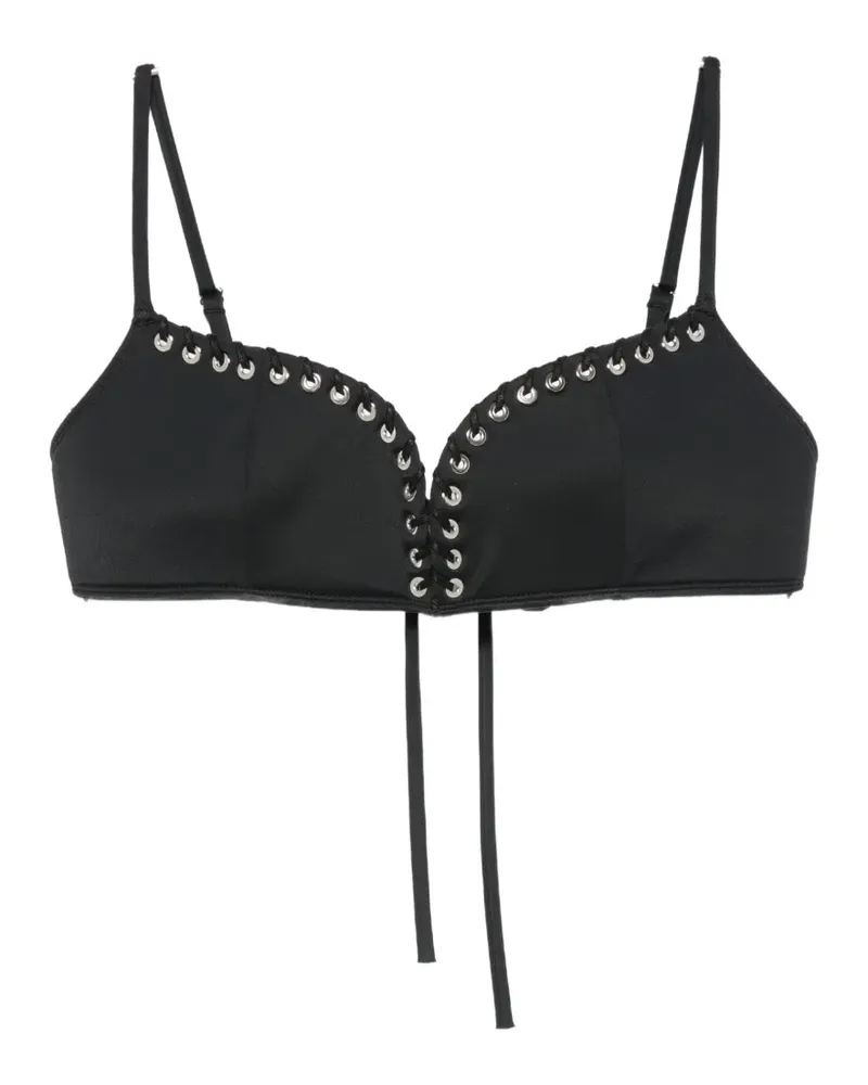 Ludovic de Saint Sernin eyelet-embellished lace-up bikini top - Schwarz Schwarz