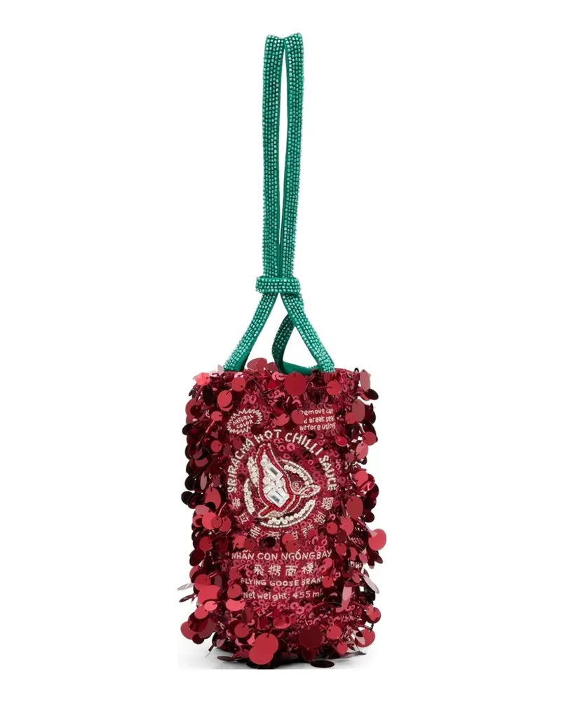Anya Hindmarch Flying Goose sequin-embellished bucket bag - Rot Rot