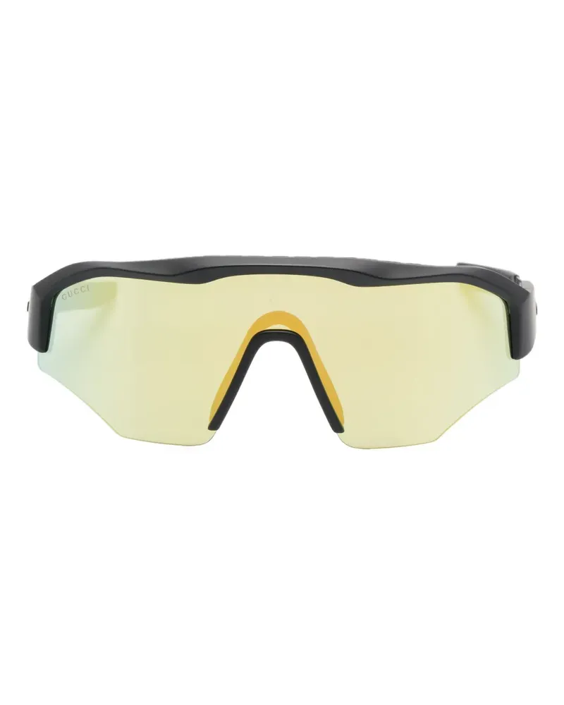 Gucci Sonnenbrille mit Shield-Gestell - Schwarz Schwarz