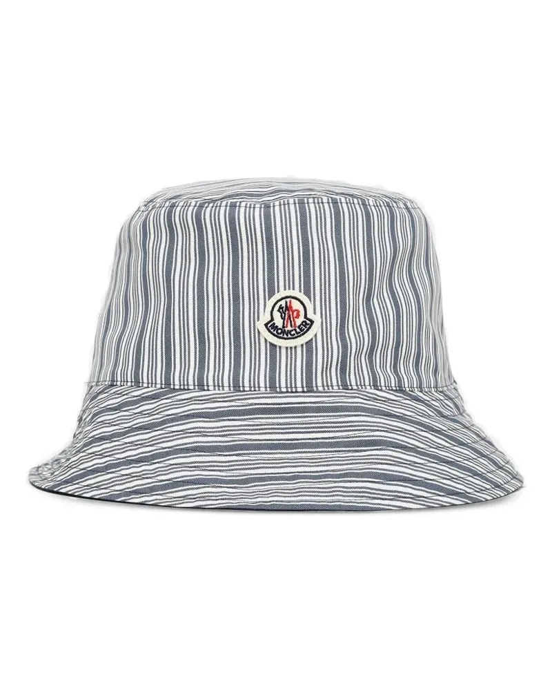 Moncler Gestreifter Fischerhut mit Logo - Blau Blau