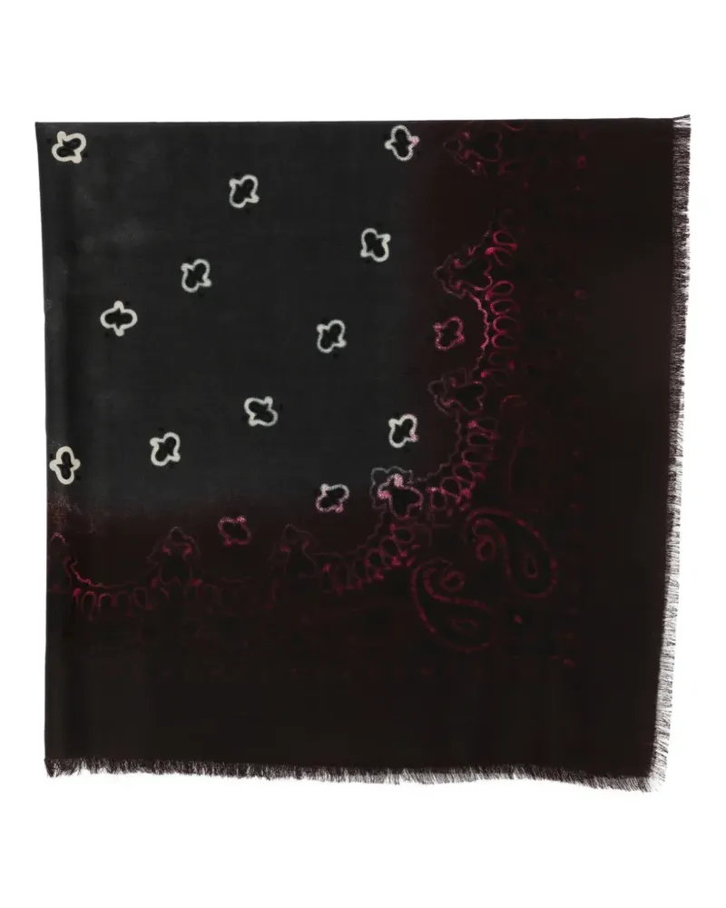 Destin Ausgefranster Schal mit Paisley-Print - Schwarz Schwarz