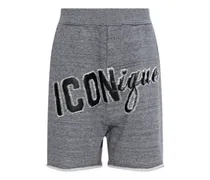 Ausgefranste Shorts mit Applikation - Grau