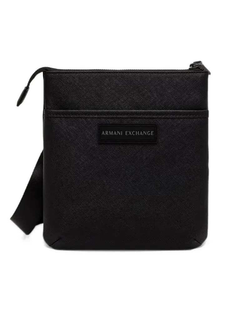 Armani Exchange Kuriertasche mit Logo-Patch - Schwarz Schwarz