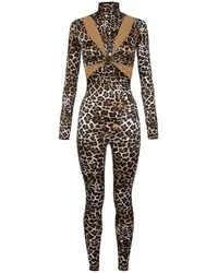 Elisabetta Franchi Jumpsuit mit Leoparden-Print Braun