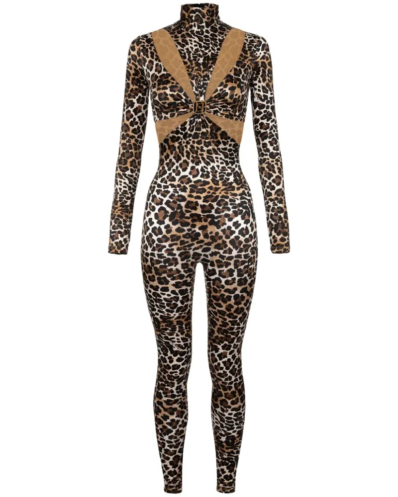 Elisabetta Franchi Jumpsuit mit Leoparden-Print Braun